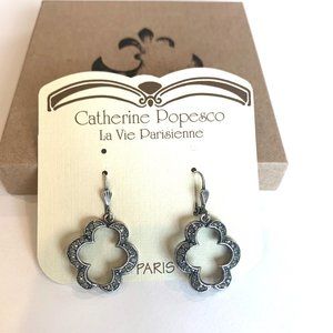 NWT Catherine Popesco Silver&Blk Crystal Earrings